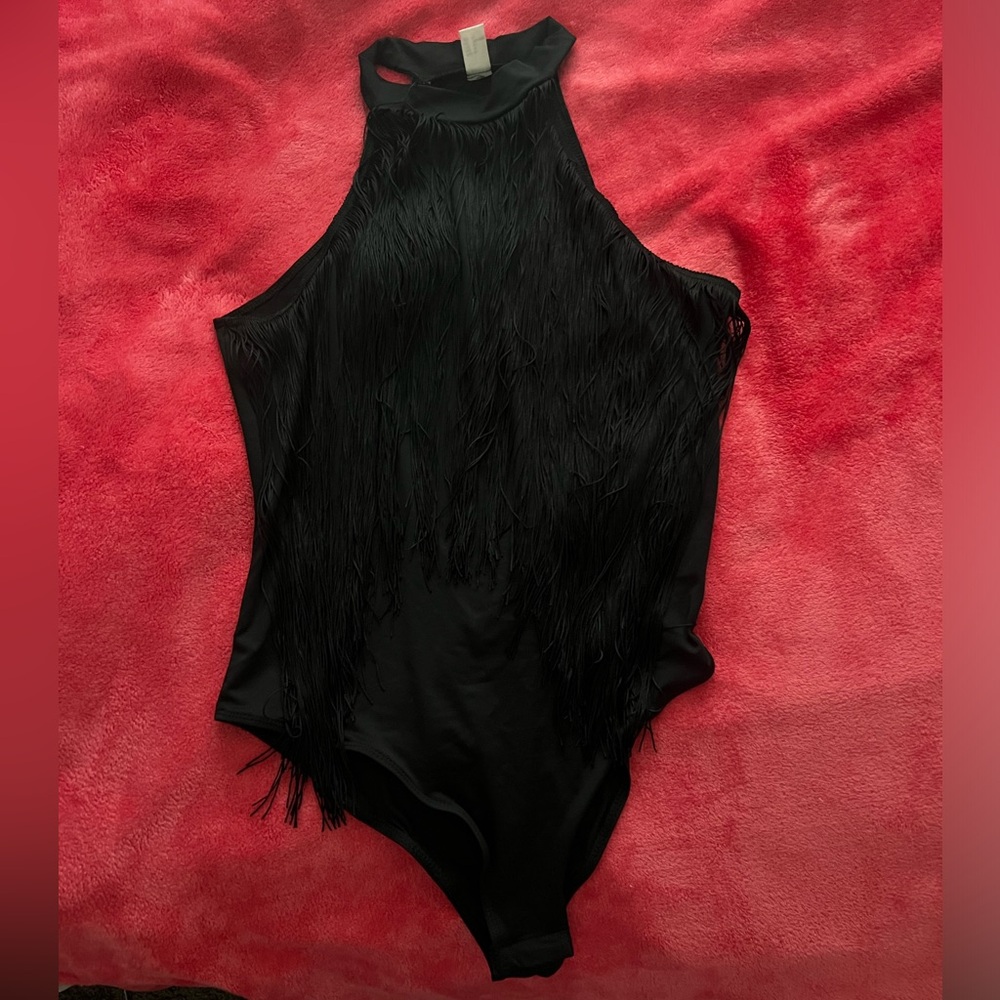 Shein Tassel Black Bodysuit
